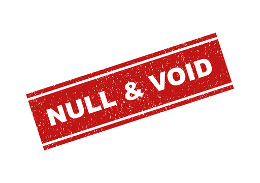 Red null and void rectangular rubber stamp seal on paper