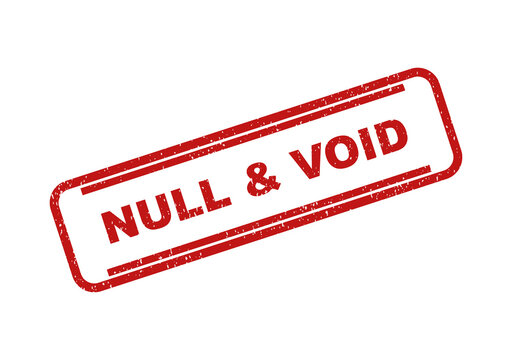 Red null and void rubber stamp seal with distressed grunge texture
