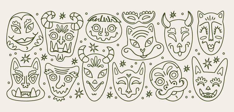 hand drawn masquerade mask pattern, festive carnival sketch background, celebration costume icons, mysterious party motif, artistic venetian illustration, masquerade event design, holiday mask texture