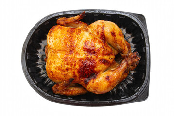 Whole Roasted Rotisserie Chicken in a Plastic Container © Nadira