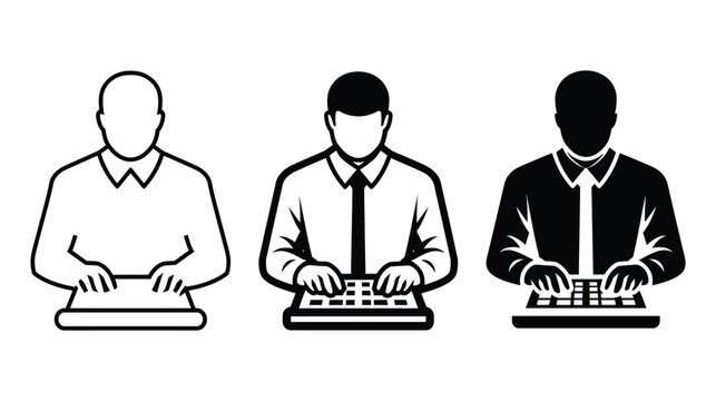 Typist icon vector showing professional office computer workstation