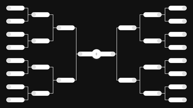 Modern tournament bracket animation with glowing ball gliding along clean lines