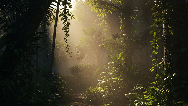 sunlight enters the tropical rainforest area