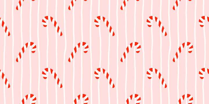 Gingham seamless christmas candy checkered design with lollipop small pattern. Line bright winter holiday background for festive vector. Stripe or cane cover green swirl and striped elements.