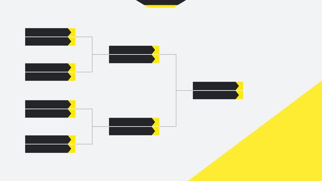 Yellow Tournament Bracket Animation with Smooth Sliding Transitions, Modern Clean Design