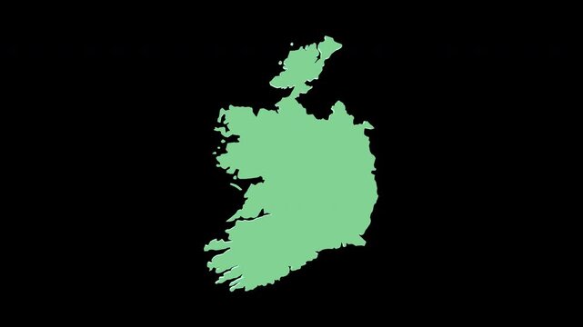 Ireland green 3D map spin perfect 10 second loop black background