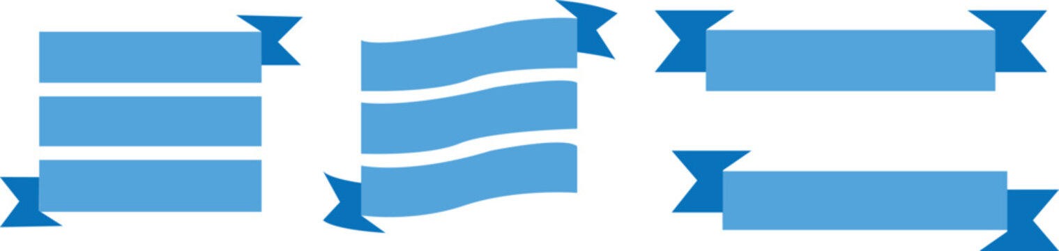Vector ribbons banner. Silk tape with curled corners