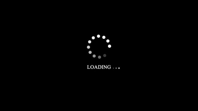 Glowing white, loading screen animation - Animated spinning icon with text loading and alpha background.