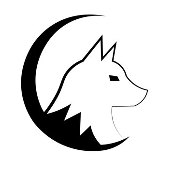 Moon Wolf Logo Design Vector, Modern Crescent Wolf Wildlife Business Symbol