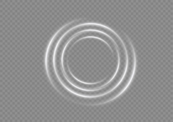 White concentric circular sound waves and light energy ripple with abstract vibration frequency transparent isolated particle technology radiance ethereal transmission © Md