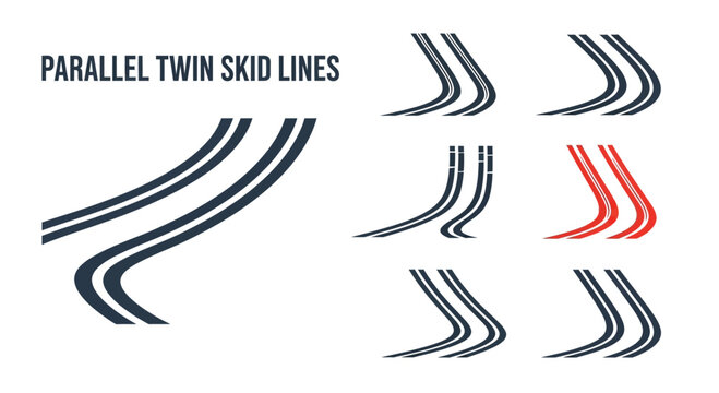 Parallel Twin Skid Mark Icons Set