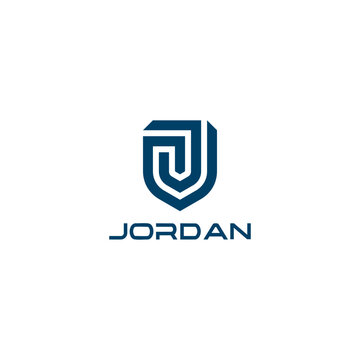 Modern monogram logo featuring stylized J initials forming a shield-shaped emblem with clean geometric lines. The minimalist vector design represents strength, protection, trust, and professionalism