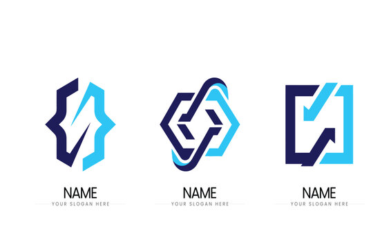 Abstract digital geometric logo set