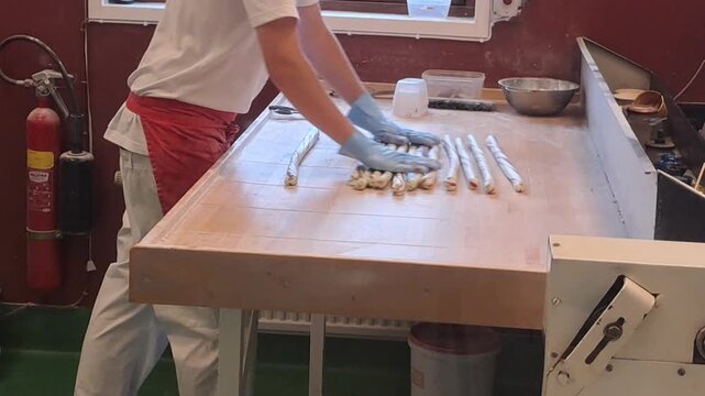 Hand-made on the table Polkagris - Swedish caramel.