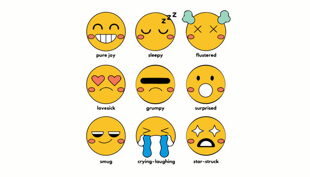 Kawaii emoji character faces