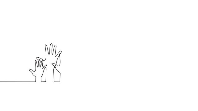 Hands Raising Modern Line Art Video Representing Teamwork And Collaboration