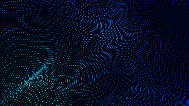 abstract blue background with wave grid lines flow , futuristic ai technology and science stream social media background