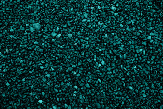 Teal Gravel Texture Background With Small Stones and Pebble Surface for Design