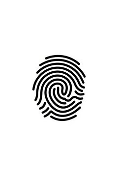 Black fingerprint icon isolated on a clean white background
