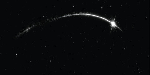 Single bright meteor streaking across a dark night sky with astronomy shooting universe exploration phenomenon astrophysics astronomical discovery celestial infinity © Sk