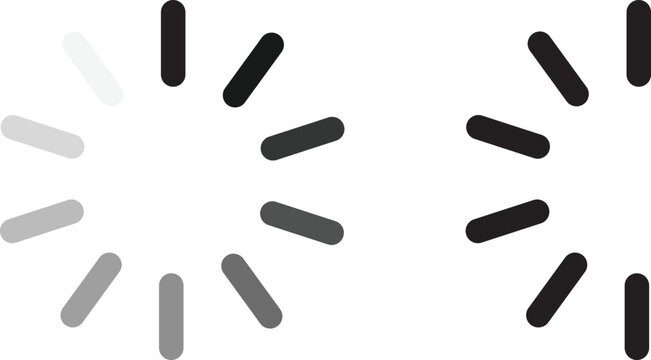 Loading bar icons, progress bar loading signs, collection loading status bar in different design. Black and grey circular loading spinner icon isolated on
