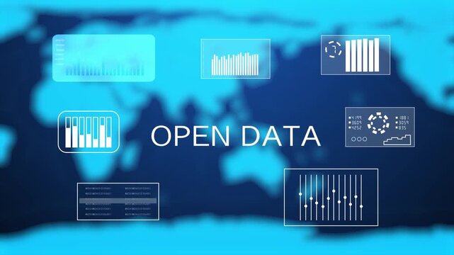 The concept of open data for public information and government transparency. A dashboard for accessing and sharing free open data for collaboration.