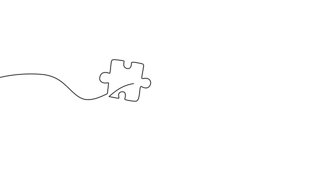 Hand Holding Puzzle Piece Continuous Line Animation Representing Unity And Understanding