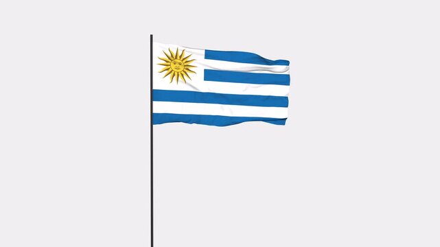 Uruguay Flag Animation 4K Transparent Background with Alpha Channel