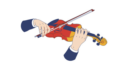 Fototapeta premium Musician Playing Violin Classical Instrument Flat Illustration
