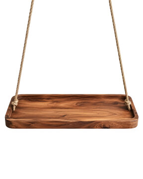 Hanging Wooden Tray Shelf with Rope