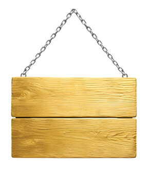 Gold Wooden Hanging Sign Board with Chain