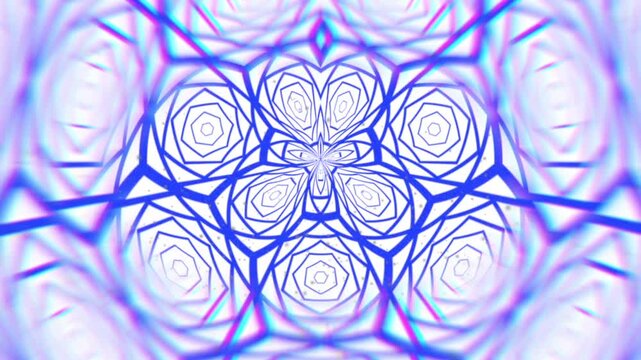 A loop animation fractal pattern background,blue and white color with grain film effect, shake effecf , and noise texture background