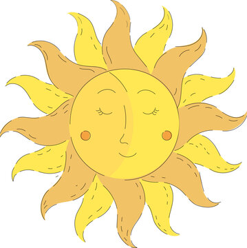Celestial sun and moon vector illustration.