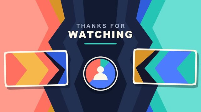 Thanks for Watching Video End Screen Template with Geometric Shapes