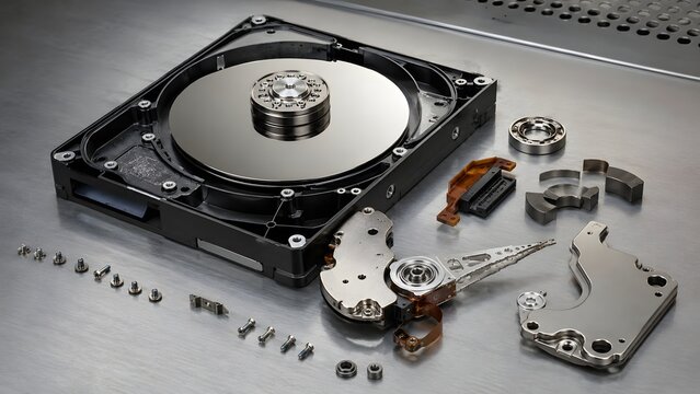 Dismantled Hard Disk Drive Components