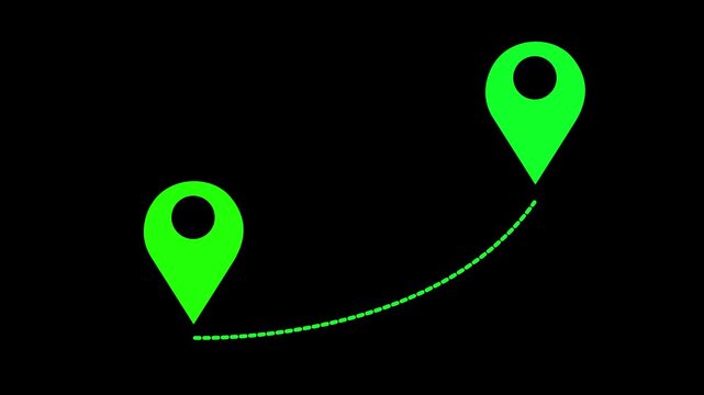 Looping animation of green map location pin location, pointer, dynamic, icon, marker, destination, symbol, 4k video.