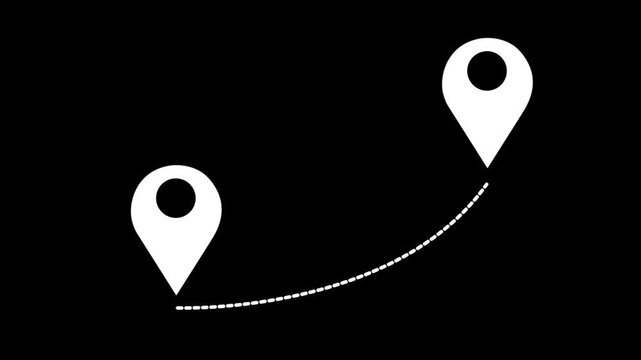 Looping animation of white map location pin location, pointer, dynamic, icon, marker, destination, symbol, 4k video.