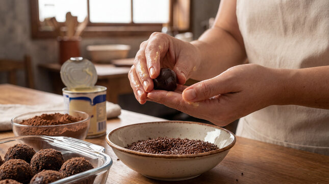 Rolling Brigadeiro Chocolate Fudge Ball