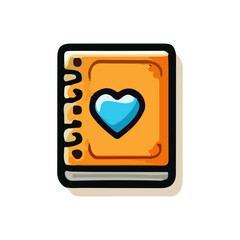 Fototapeta premium Orange Spiral Notebook with Blue Heart Sticker Illustration