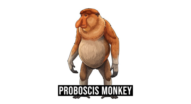 Proboscis Monkey Vector Illustration