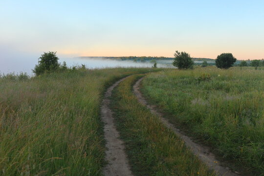 country road in the morning