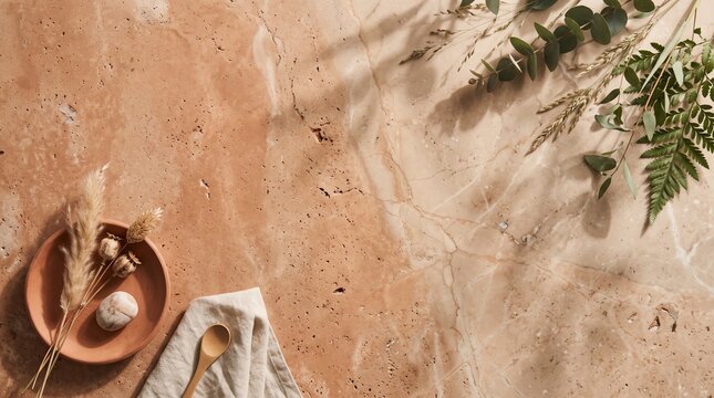Flat lay overhead shot of modern white terrazzo testure