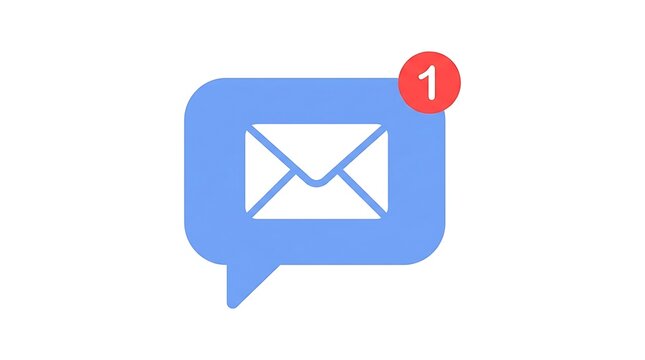 Flat design message icon with one new email notification