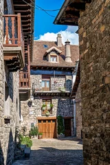 Beautiful village Hecho in the pyrenees mountains Huesca Spain Europe © rudiernst