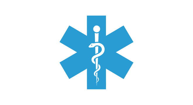 Blue star of life symbol for emergency medical services and healthcare