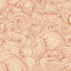 Obraz premium swirl wave curl seamless pattern hand drawn doodle