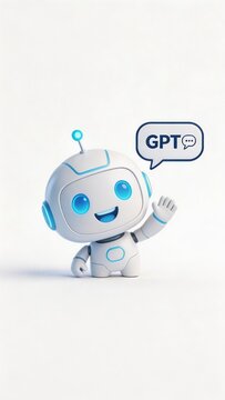 Cute robot with GPT speech bubble