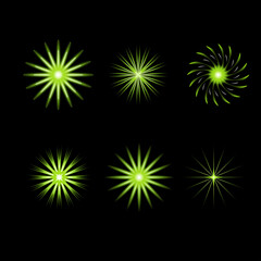 Fototapeta premium Yellow starburst effects on black background Vector light effect