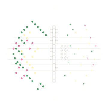 Abstract Circular Data Visualization Graphic with Colorful Dots