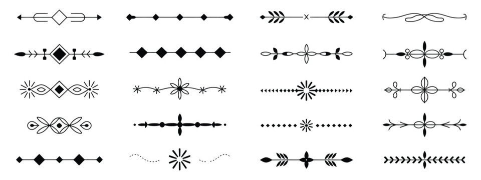 Hand drawn text dividers, vintage ornaments, borders and wedding laurels for invitations, certificates, branding and decorative design